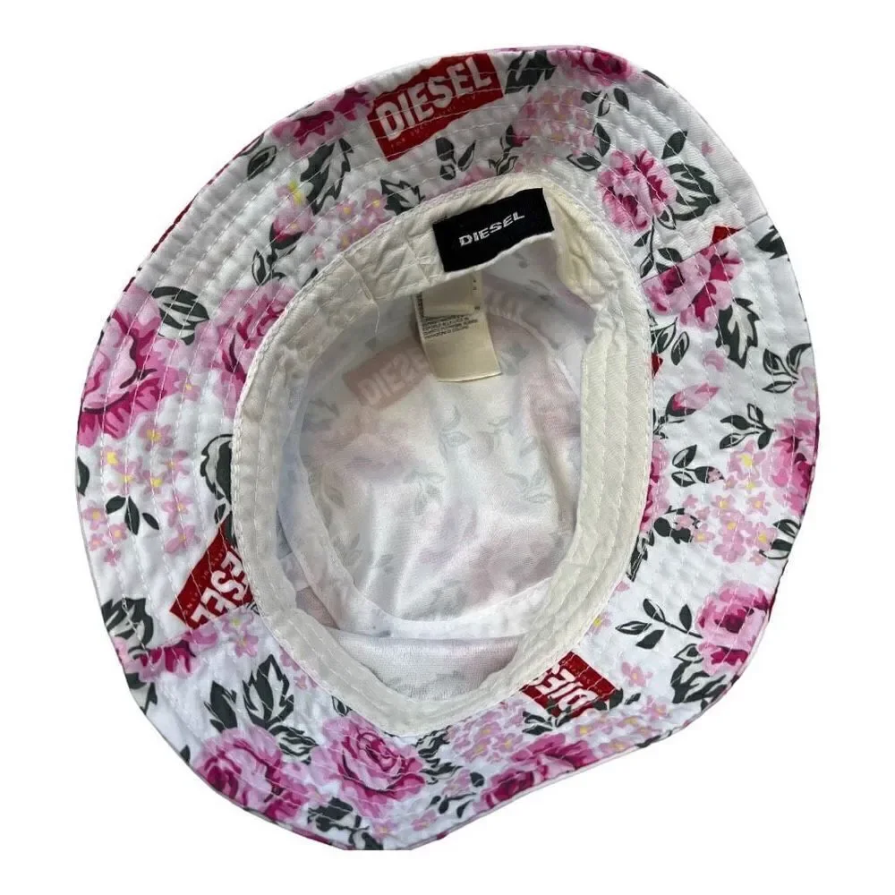 Diesel Kids Girls Floral Print Summer Fashion Packable Bucket Hat Pink One-Size